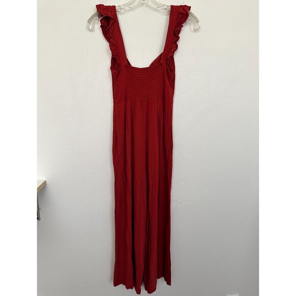 L*SPACE Pasadena Tie Front Smock Back Jumpsuit Rust Red Beach Women's Size XS - Picture 8 of 13